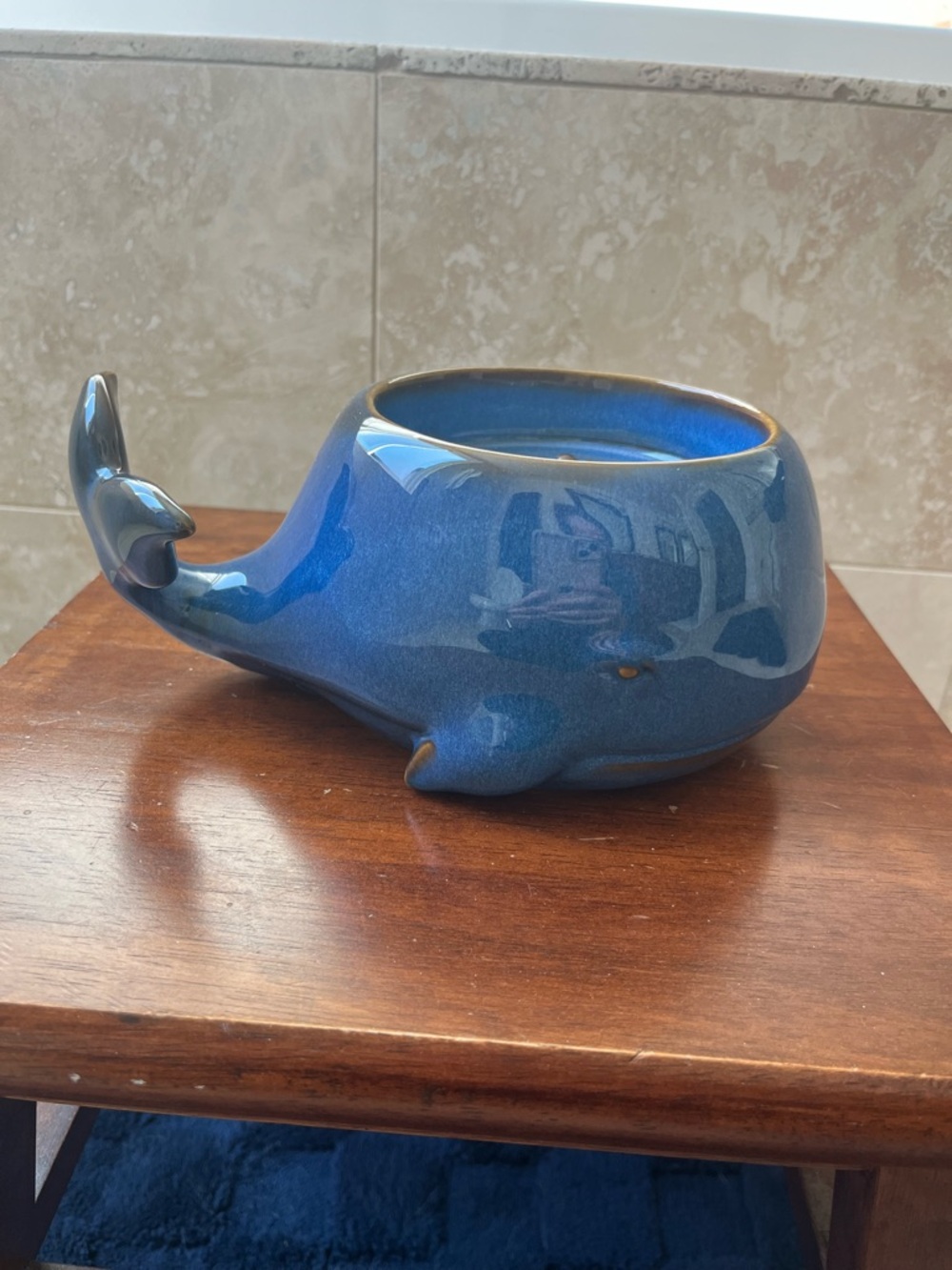 Bath & Body Works Blue Ceramic Whale Candle Holder